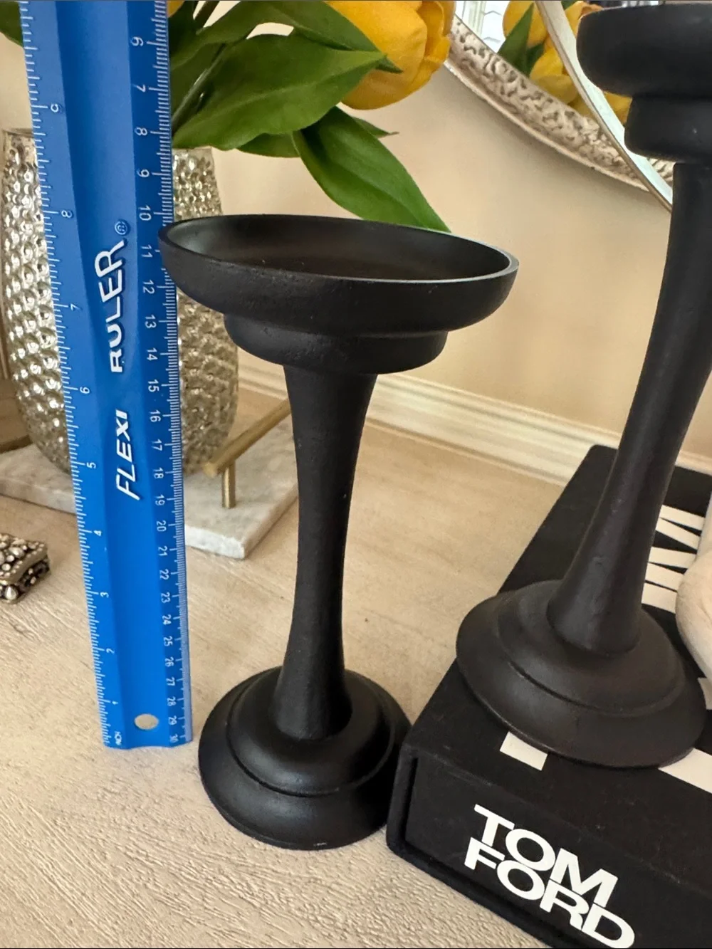 Pottery Barn Black Metal Taper Candle Holders - Pair